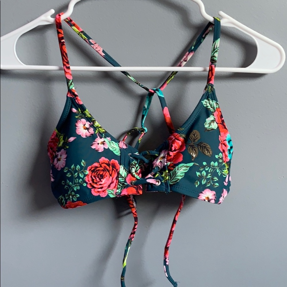 Green floral bikini top
